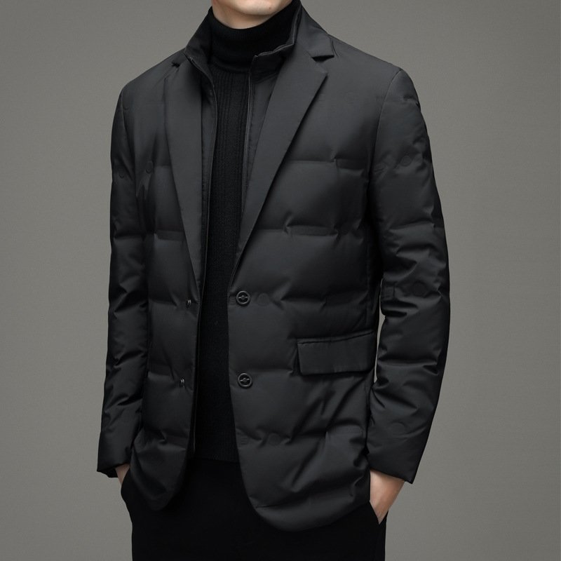 Winter Men's Cold-proof Down Jacket Coat Suit Scarf Collar - Image 3
