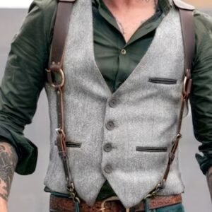 A Simple And Casual British Style Vest In Contrasting Colors For Men Without Straps