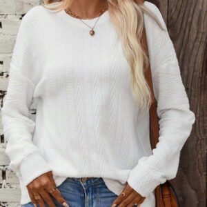 Autumn European And American Simple Round Neck Pullover Knitted Top Long Sleeve