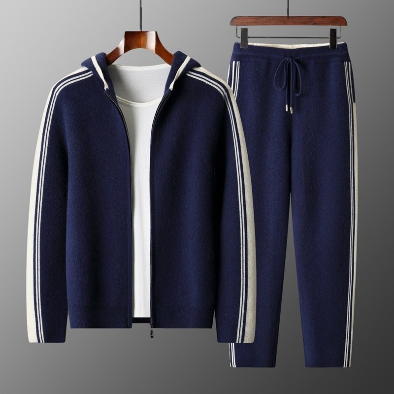 Men's Cardigan Hooded Color Matching Suit - Image 8
