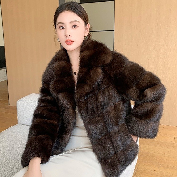 Artificial Fur Purple Sable Thick Warm Jacket - Image 4