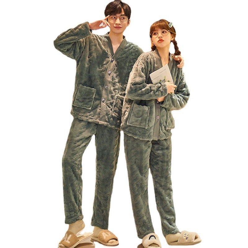 Autumn And Winter Flannel Men's Thickened And Fleece Homewear - Image 6