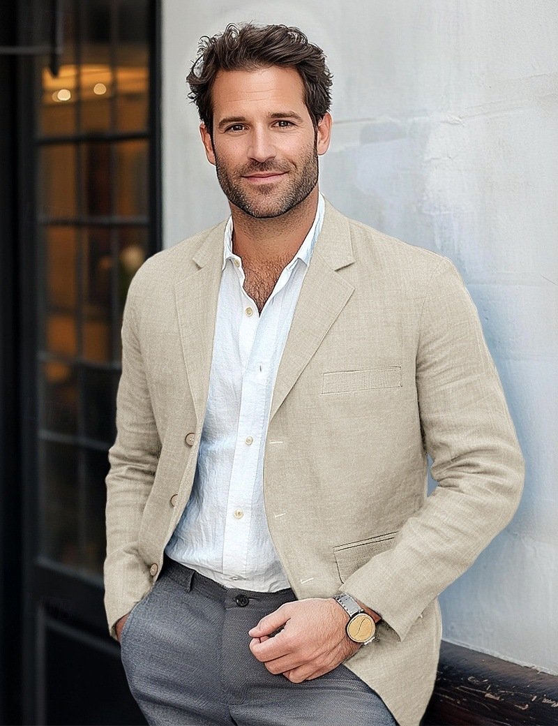 Men's Jacket Casual Cotton And Linen Suit - Image 6