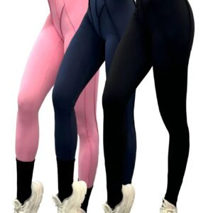 3 Pack Women's Quick Dry High Waist Tummy Control Yoga Pants Workout Leggings With Side Pockets