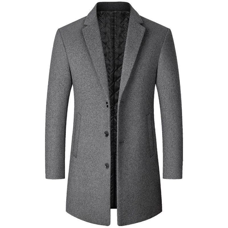 Autumn And Winter Woolen Trench Coat Men - Image 7