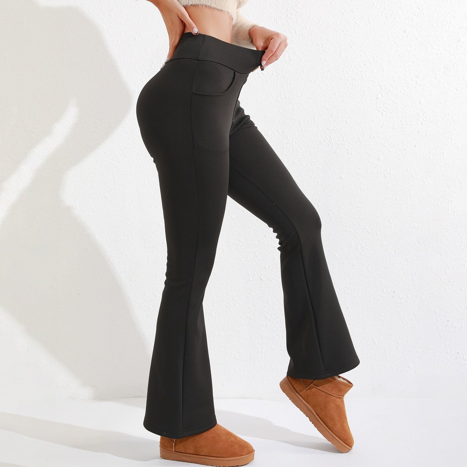 Brushed Casual High Waist Flattering Hip-lifting Button Commuting Pants - Image 2