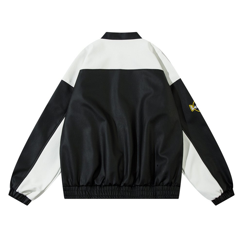 European And American-style Locomotive Racing Suit Leather Coat - Image 2