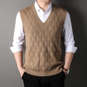 Woolen Vest Men's Twisted Loose Middle-aged Knitted Dad Vest Base Sleeveless Shirt Wholesale