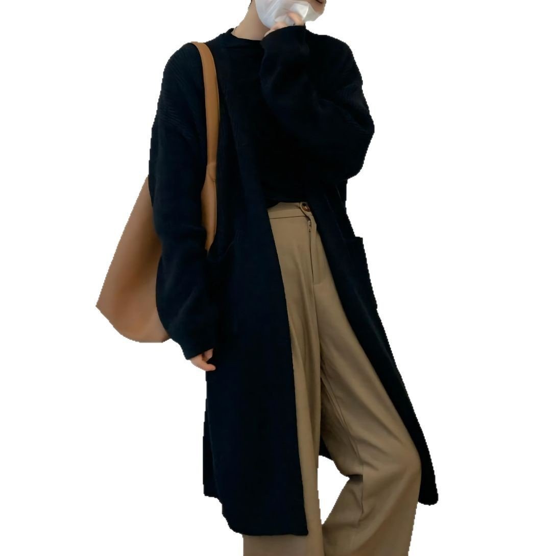 Autumn And Winter Korean Style Lazy Wind Coat Long Sweater Coat - Image 5