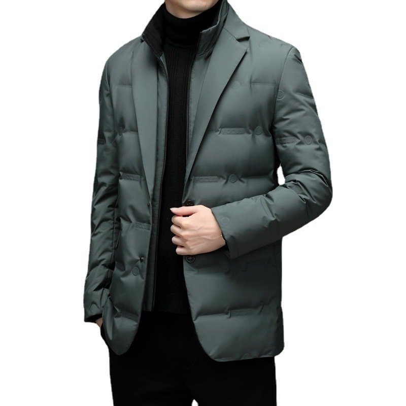 Winter Men's Cold-proof Down Jacket Coat Suit Scarf Collar - Image 5