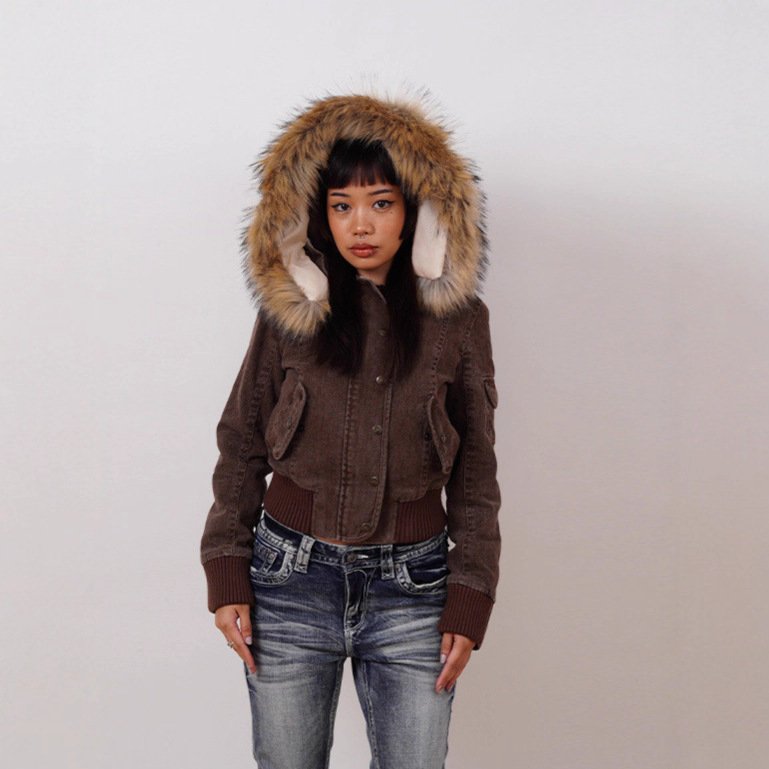 American Retro Hooded Jacket Short Coat