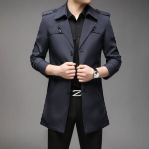 Windbreaker Mid-length Casual Jacket Slim Business Men's Suit Jacket