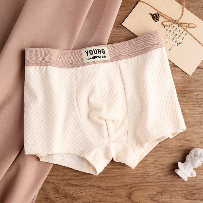 Cotton Men's Mid Waist Texture Boxer Briefs - Image 8