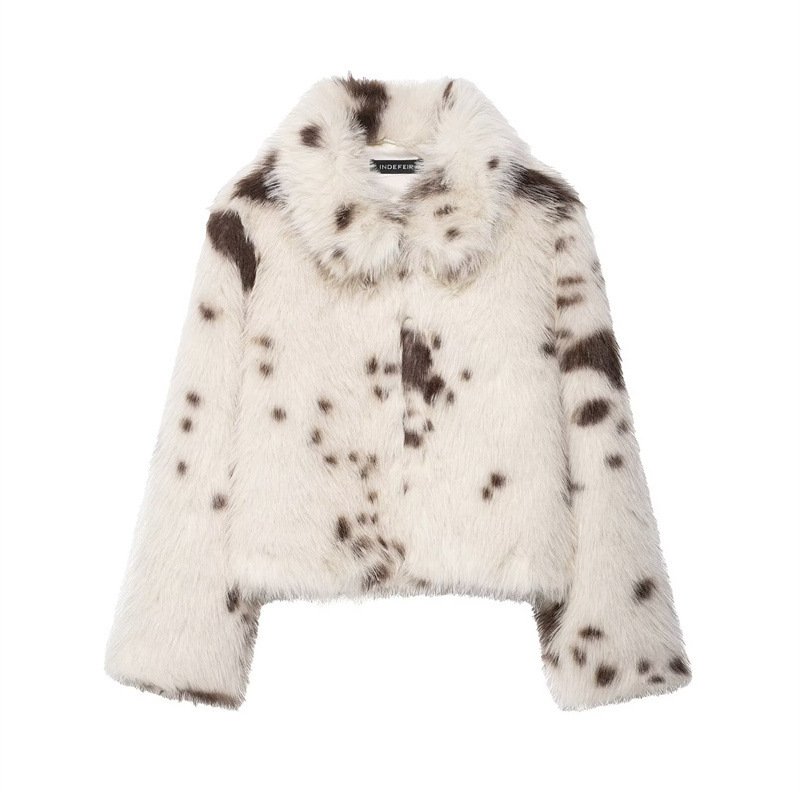 Artificial Fur Animal Pattern Coat For Women - Image 6