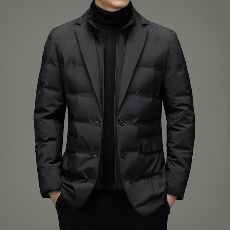 Winter Men's Cold-proof Down Jacket Coat Suit Scarf Collar - Image 2