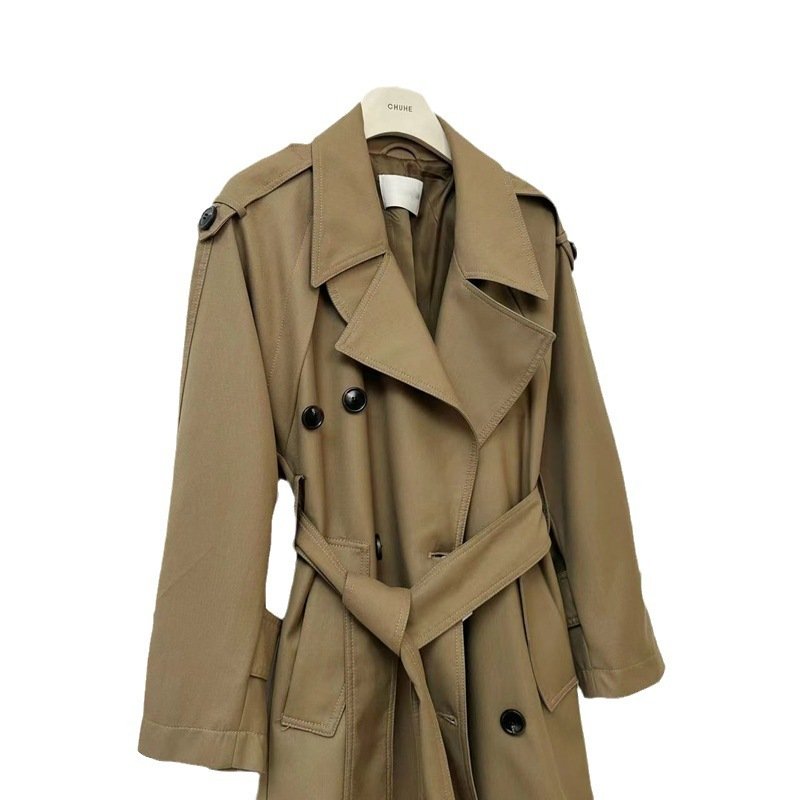 Large Lapel Double Breasted Mid-length Coat - Image 5