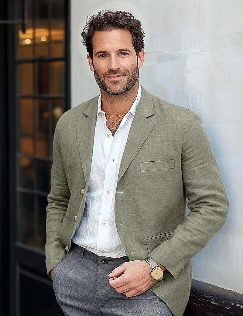 Men's Jacket Casual Cotton And Linen Suit - Image 7