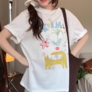 Women's Korean-style Printed Cotton Short Sleeve