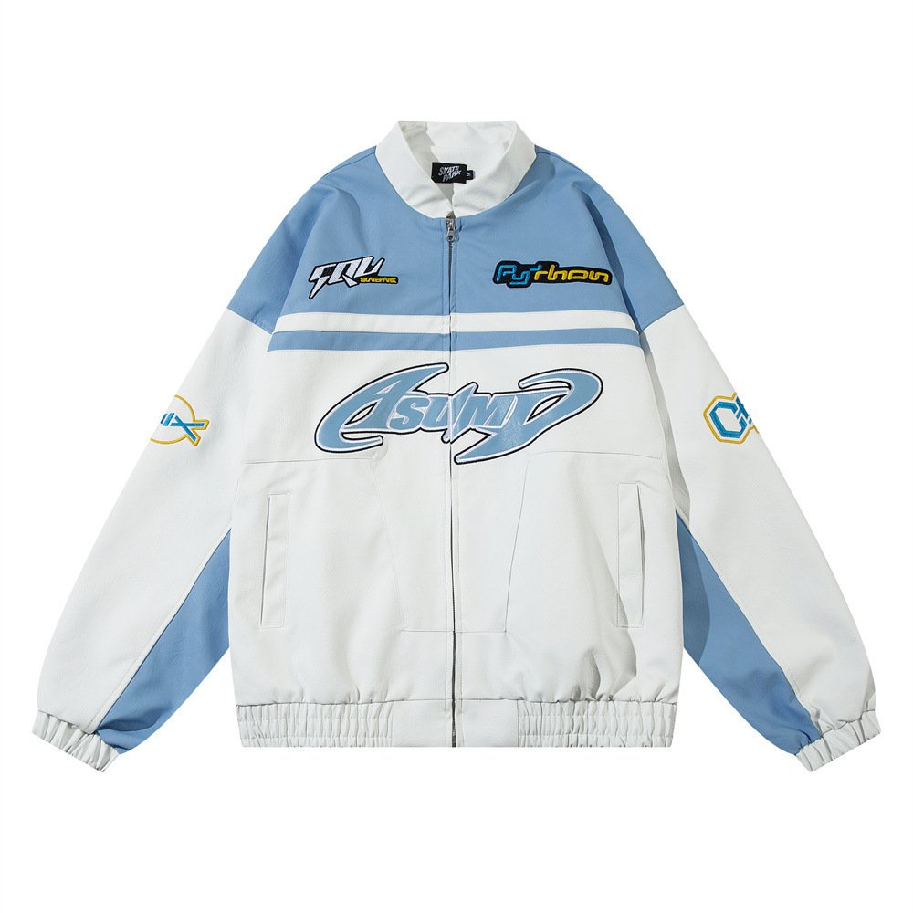 European And American-style Locomotive Racing Suit Leather Coat - Image 9