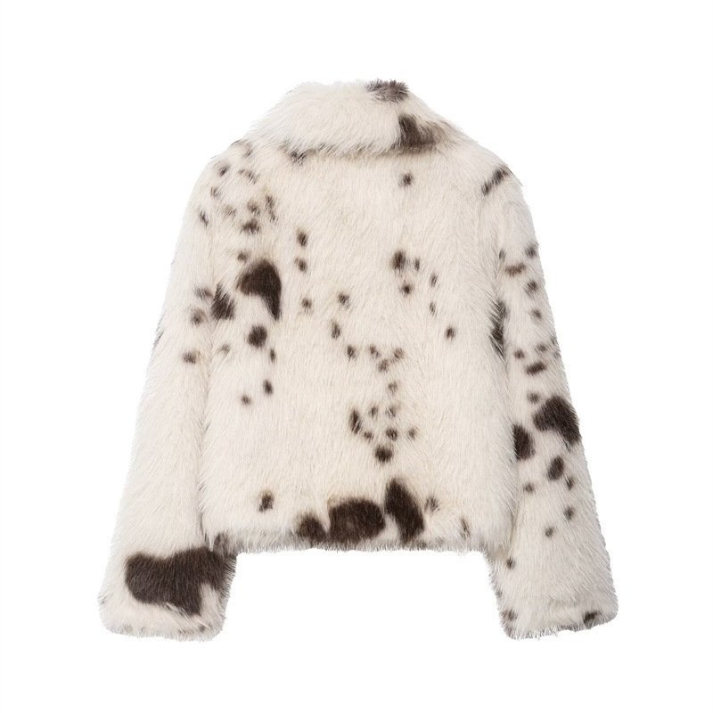 Artificial Fur Animal Pattern Coat For Women - Image 3