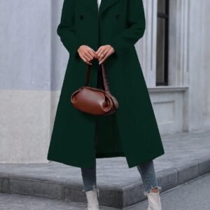 Autumn And Winter Long Coat For Women, Minimalist And Fashionable, Elegant For Commuting, Double-breasted Long-sleeve Faux Wool Long Women's Coat.
