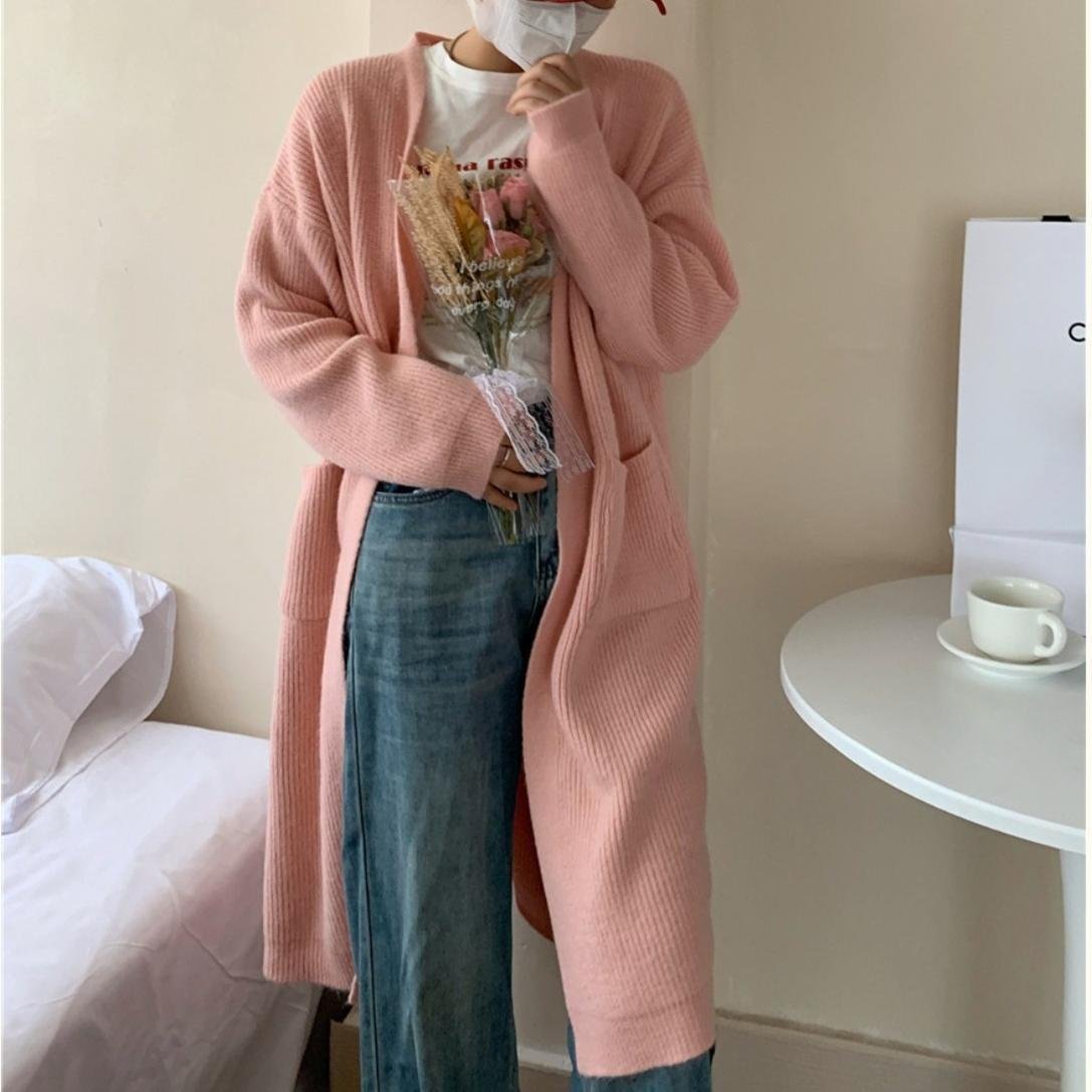 Autumn And Winter Korean Style Lazy Wind Coat Long Sweater Coat - Image 8