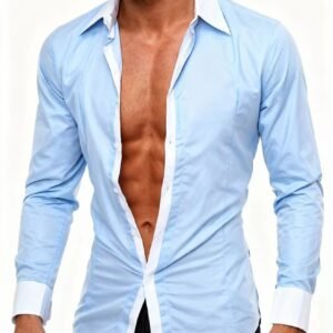 A Stylish Business Shirt For Teenagers And A Long-sleeved Shirt With Contrasting Colors