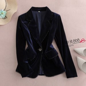Black Pleuche Temperament Slim Fashion Velvet Suit