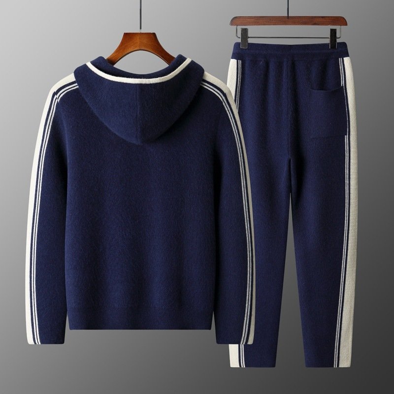 Men's Cardigan Hooded Color Matching Suit - Image 4