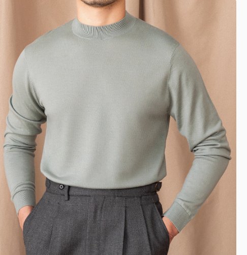 Wool British Commute Slim-fit Pullover Bottoming Shirt - Image 2