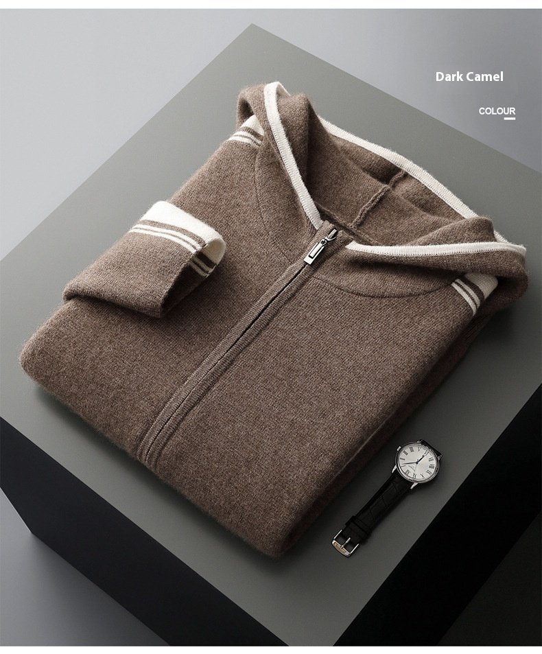 Men's Cardigan Hooded Color Matching Suit - Image 7