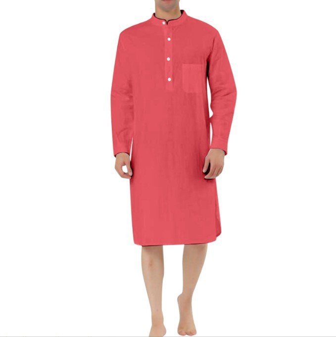 Fashion Simple Pocket Men's Shirt Robe - Image 4