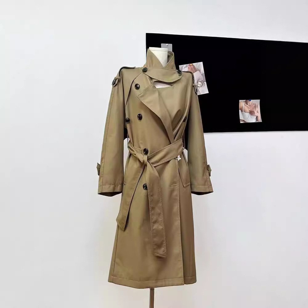 Large Lapel Double Breasted Mid-length Coat - Image 3