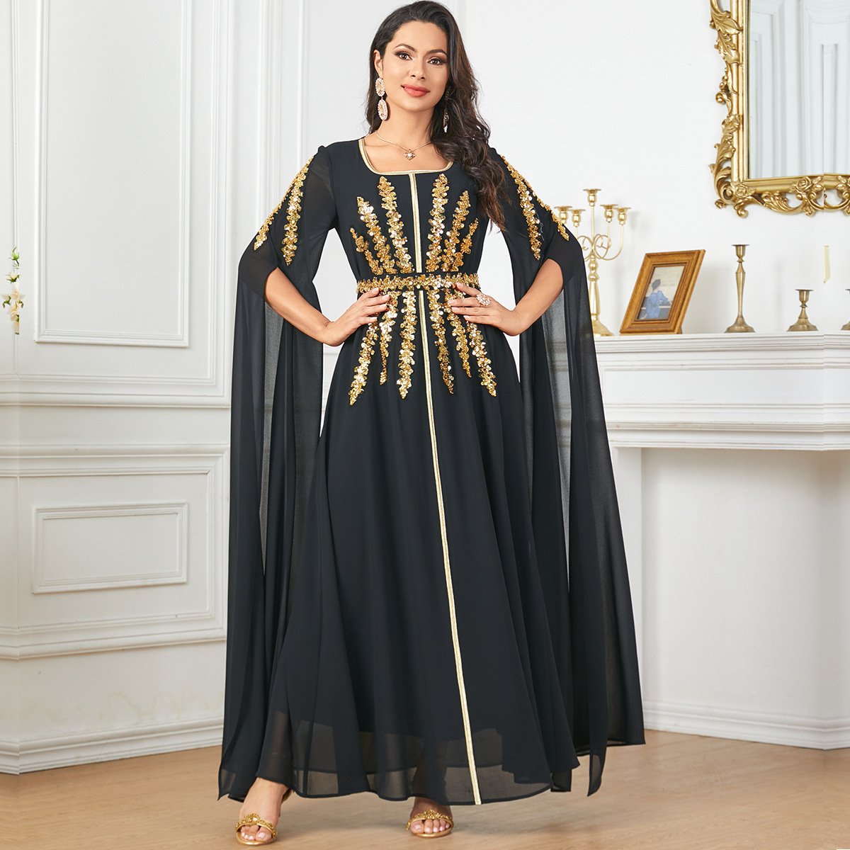 Arab Women's Robe Super Long Sleeve Muslim Dress - Image 4