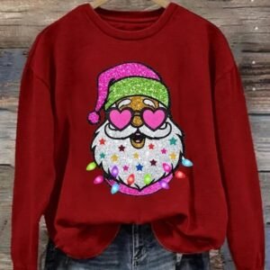 Christmas Element Printed Round-neck Non-hoodie Sweater