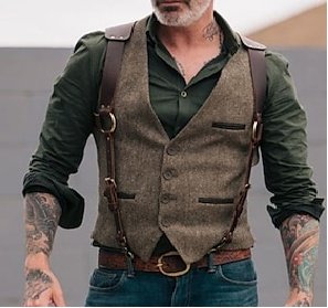 A Simple And Casual British Style Vest In Contrasting Colors For Men Without Straps