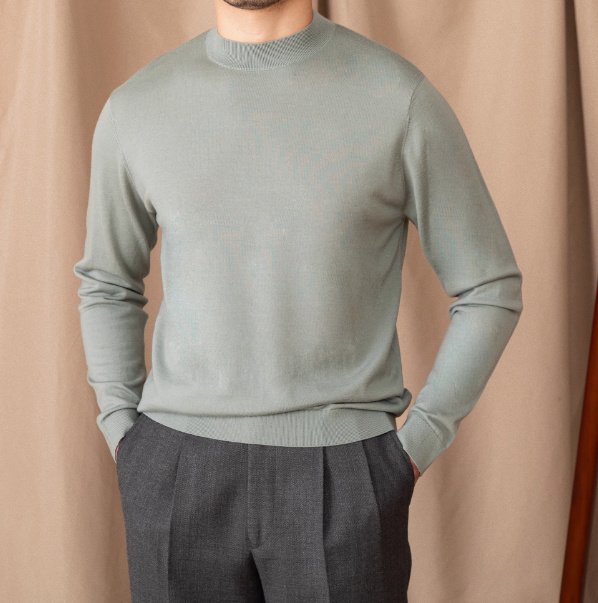 Wool British Commute Slim-fit Pullover Bottoming Shirt - Image 7