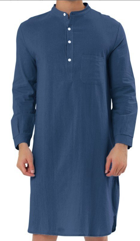 Fashion Simple Pocket Men's Shirt Robe - Image 9