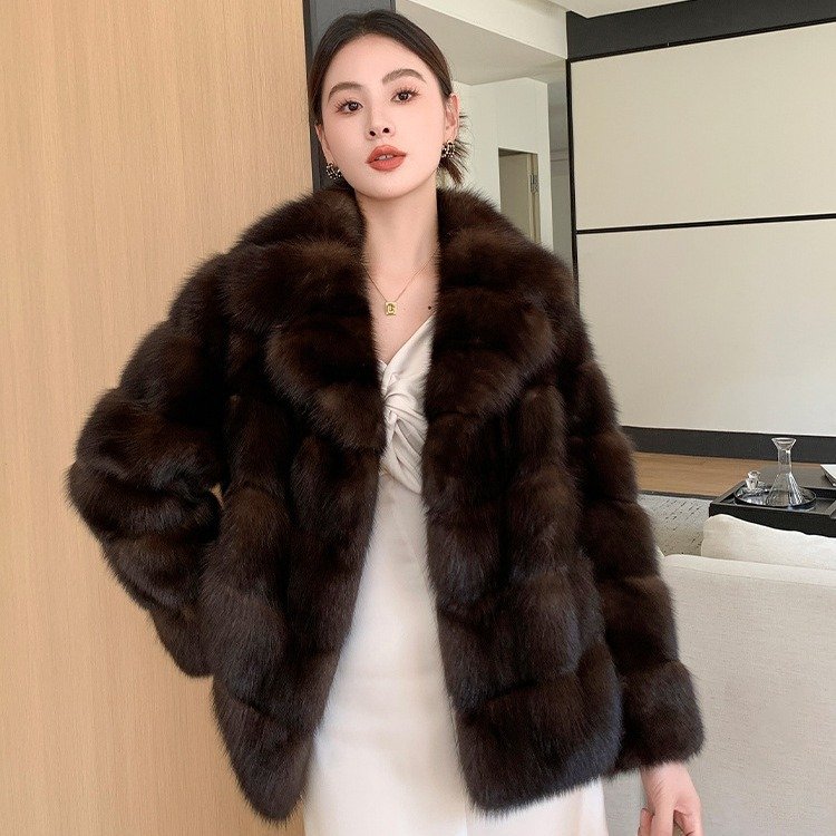 Artificial Fur Purple Sable Thick Warm Jacket - Image 2