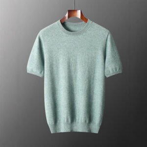 Autumn And Winter Front Line Ready-made Garments Round Neck Short Sleeve Men's Cashmere Sweater
