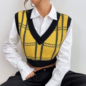 Women's V-neck Plaid Waistcoat